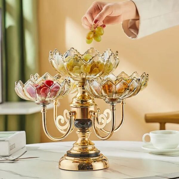 Luxury 5 Bowl Revolving Fruits & Dryfruit Tray (Gold) JA-4917-2