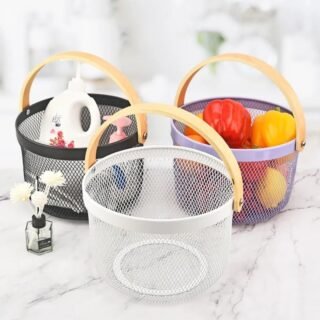 5561 Round Wooden Handle Fruits Basket (Imported)