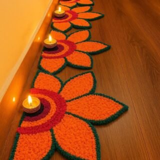 Decorative Floral Rangoli Mat (pack of 2 pcs)