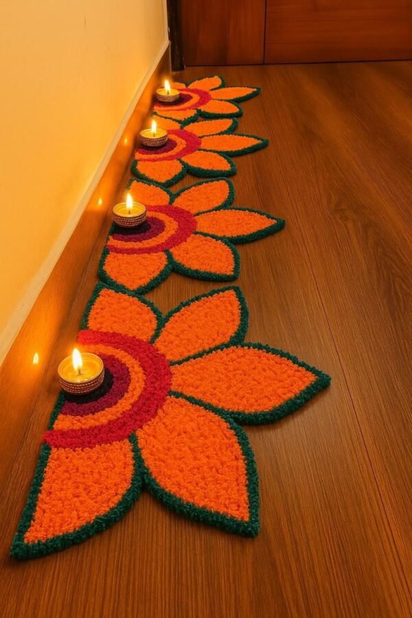 Decorative Floral Rangoli Mat (pack of 2 pcs)