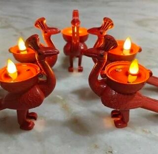 Peacock water sensor diya (pack of 4 pcs)