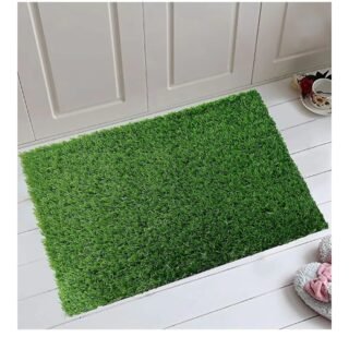 Earth Grass Door Mat Rectangular Artificial Polyester Grass Doormat (Green, 23x 14 inch)