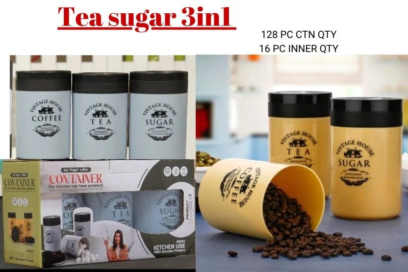 Tea sugar container 3pc jar