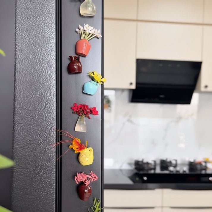 Mini Flower Vase Fridge Magnets (set of 8pcs)