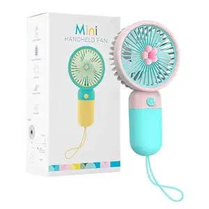 Korean Style Portable USB Fan – Rechargeable 1200mAh Battery, , 3-Speed Modes, Low Noise, Compact & Lightweight with USB Cable (Random Color)