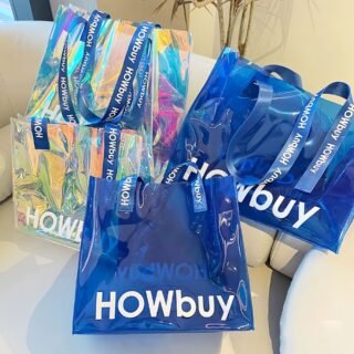 Howbuy luxury holographic tote bags are made of durable, transparent PVC material (mixed colors)