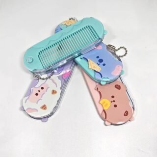 Cute Folding Hair Comb with Mirror for Kids