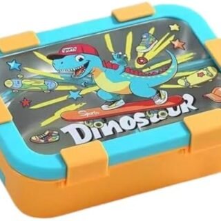 Kids Lunch Box Stainless Steel 3 Compartments 650ml | Leakproof Bento Tiffin for School | Space Astronaut Dino Unicorn Design