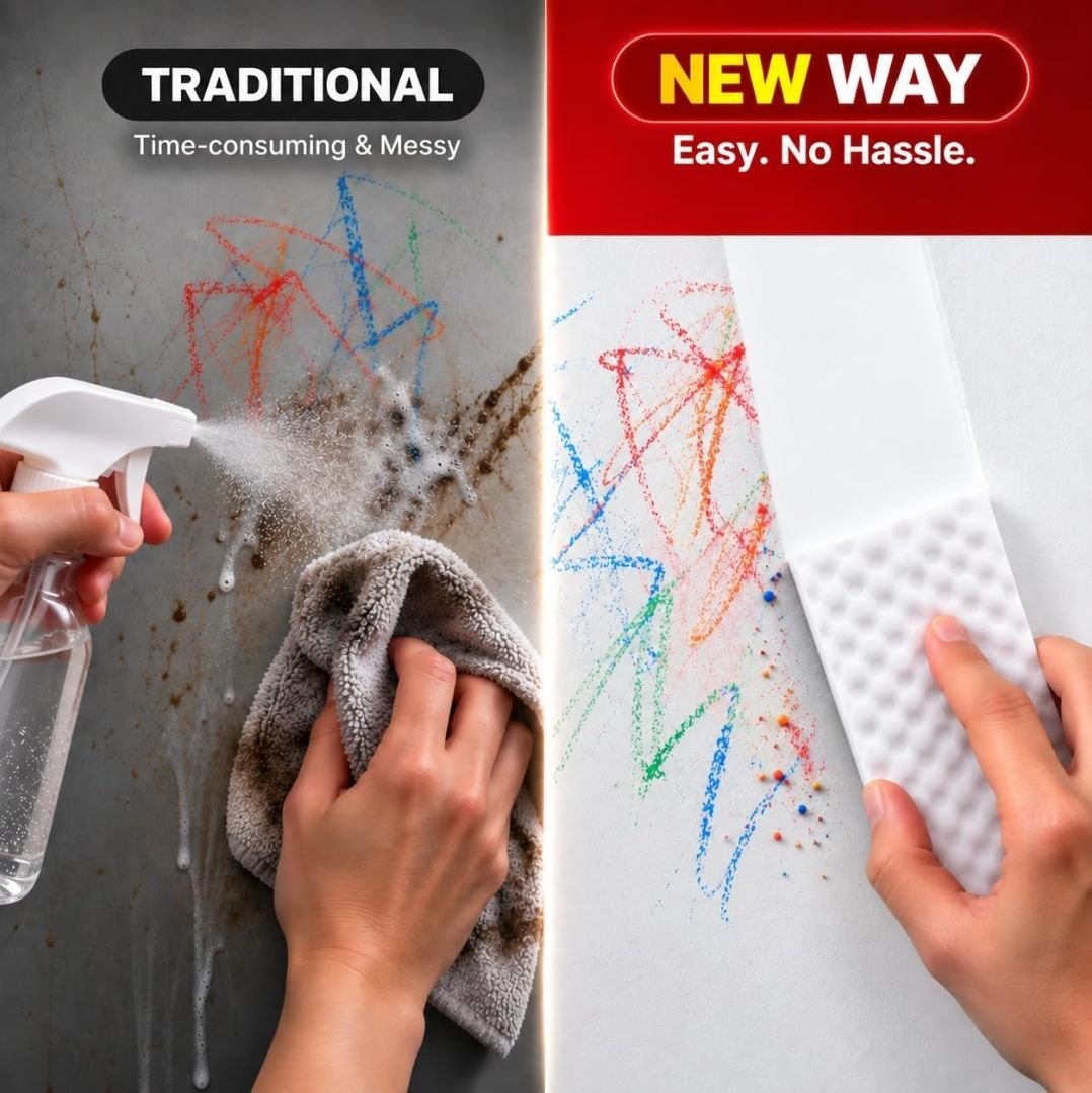 Magic Eraser Cleaning Sponge, Multi-Surface Cleaner for Wall, Kitchen, Bathroom, Shoes, Switch Boards & Floor Tiles, Melamine Foam Sponge, No-Scratch, Just Add Water